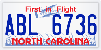 NC license plate ABL6736