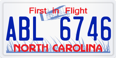 NC license plate ABL6746