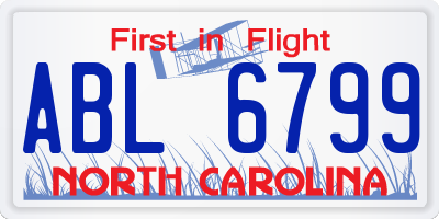 NC license plate ABL6799