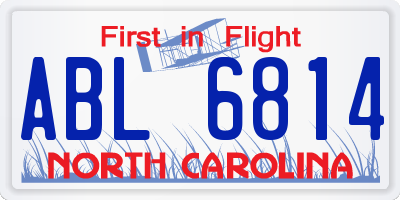 NC license plate ABL6814