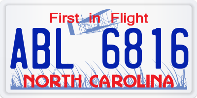 NC license plate ABL6816