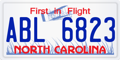 NC license plate ABL6823