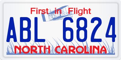 NC license plate ABL6824