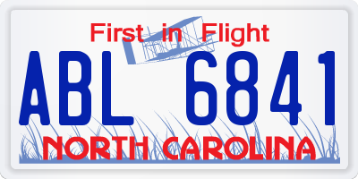 NC license plate ABL6841