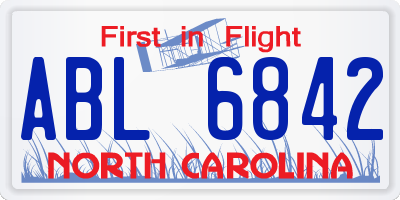NC license plate ABL6842