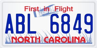 NC license plate ABL6849