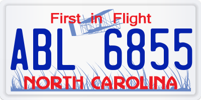 NC license plate ABL6855
