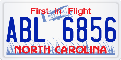 NC license plate ABL6856