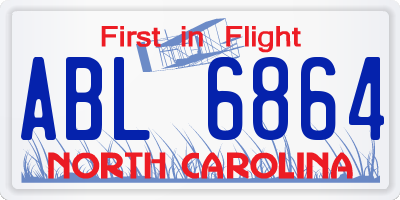 NC license plate ABL6864