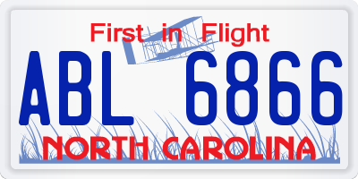 NC license plate ABL6866