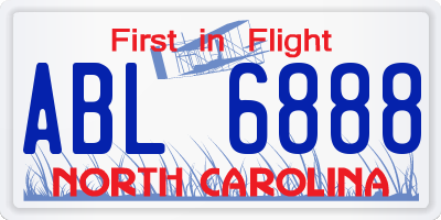 NC license plate ABL6888