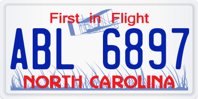 NC license plate ABL6897