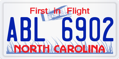 NC license plate ABL6902