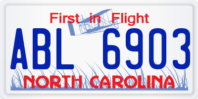 NC license plate ABL6903