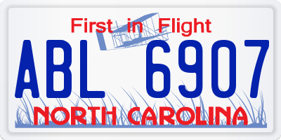 NC license plate ABL6907