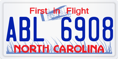 NC license plate ABL6908