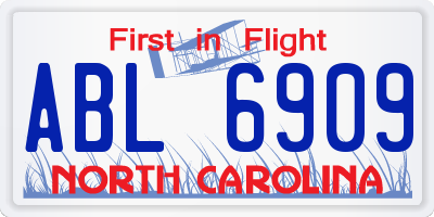 NC license plate ABL6909