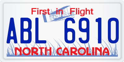 NC license plate ABL6910