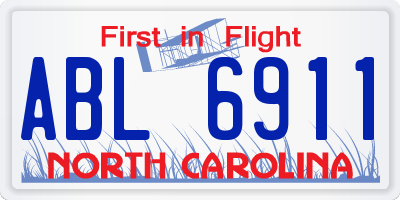 NC license plate ABL6911