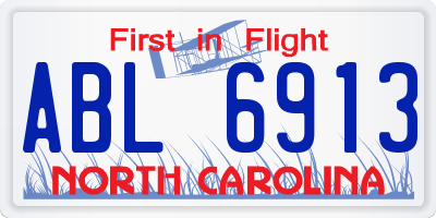 NC license plate ABL6913