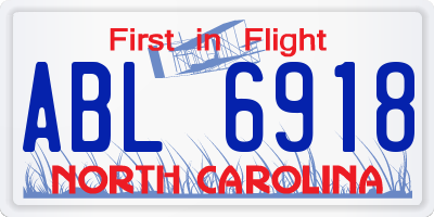 NC license plate ABL6918