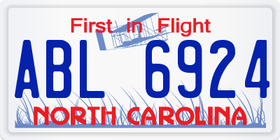NC license plate ABL6924