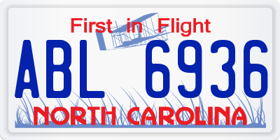 NC license plate ABL6936