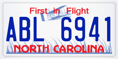 NC license plate ABL6941