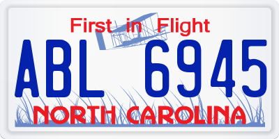 NC license plate ABL6945
