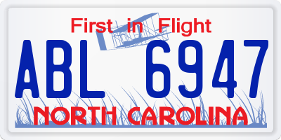 NC license plate ABL6947