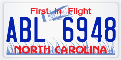 NC license plate ABL6948