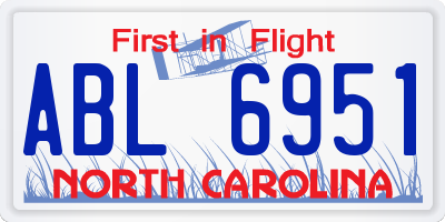 NC license plate ABL6951