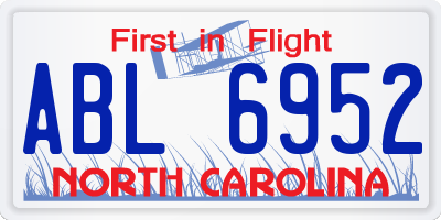 NC license plate ABL6952