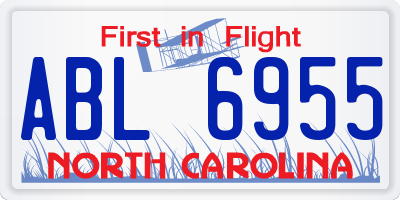 NC license plate ABL6955