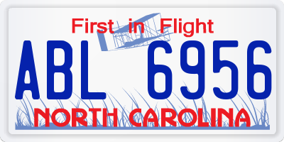 NC license plate ABL6956