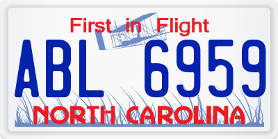 NC license plate ABL6959