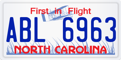NC license plate ABL6963