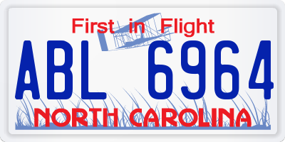 NC license plate ABL6964
