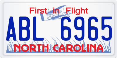 NC license plate ABL6965