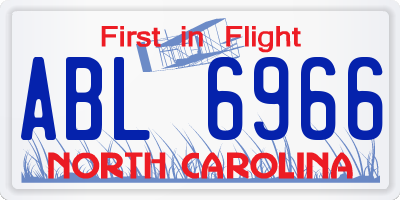 NC license plate ABL6966