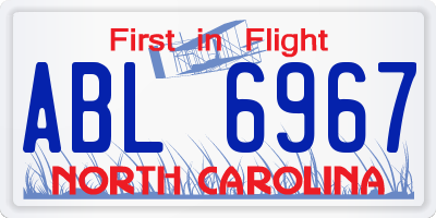 NC license plate ABL6967