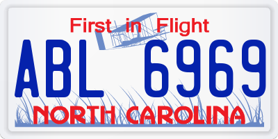 NC license plate ABL6969