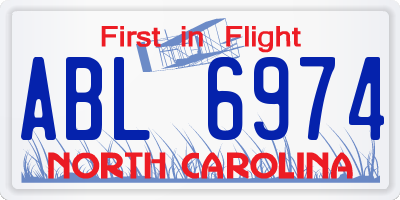 NC license plate ABL6974