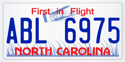 NC license plate ABL6975
