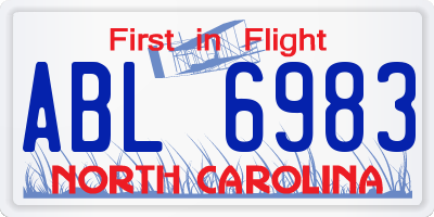 NC license plate ABL6983