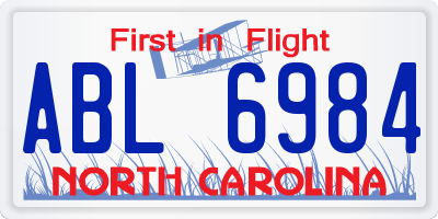 NC license plate ABL6984