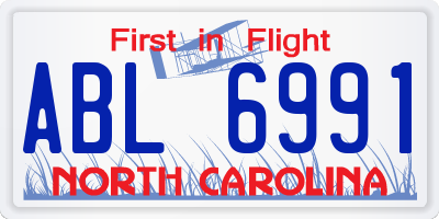 NC license plate ABL6991