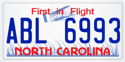 NC license plate ABL6993