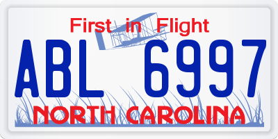NC license plate ABL6997