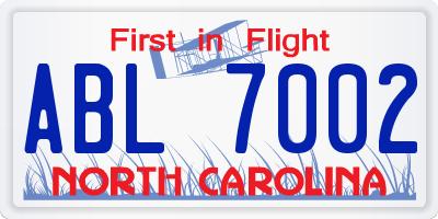 NC license plate ABL7002